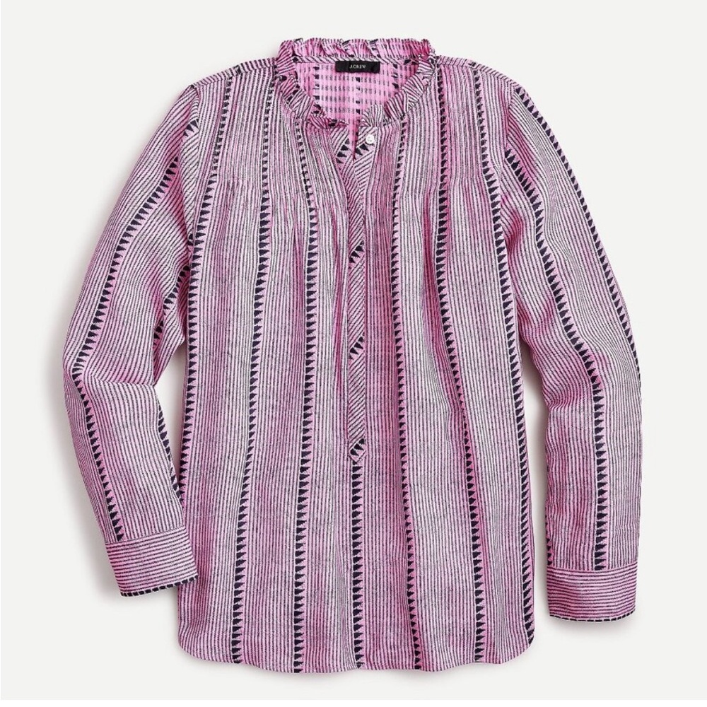 J Crew Ruffleneck Popover pintuck top—Size Medium